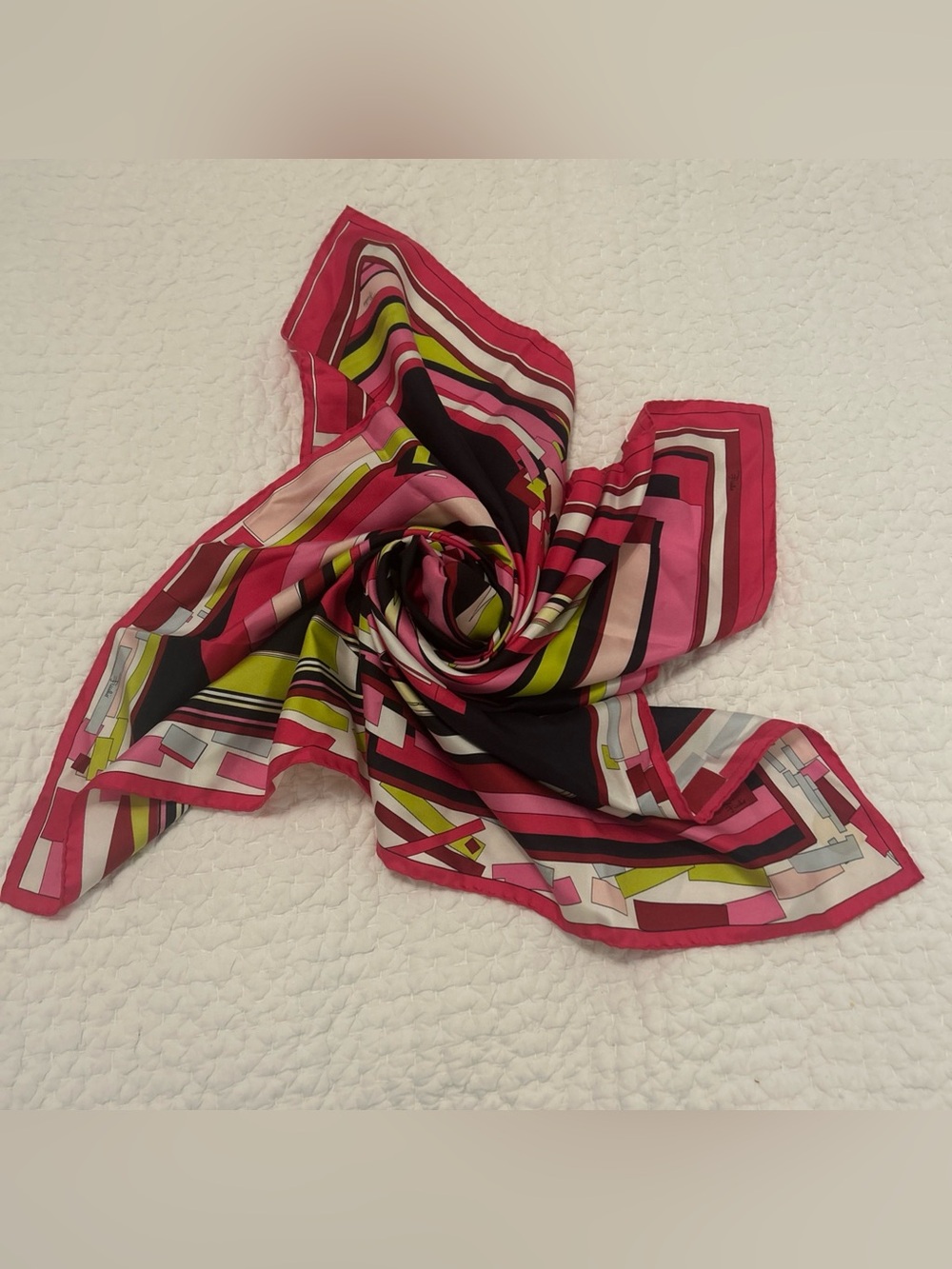 Emilio Pucci 34” Vibrant Geometric Square Silk Scarf